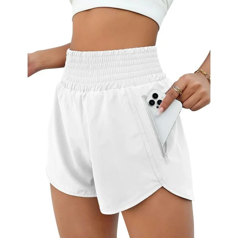 Rosvigor Womens Athletic Shorts High Waisted Running Shorts Gym Workout Shorts with Pockets | Walmart (US)