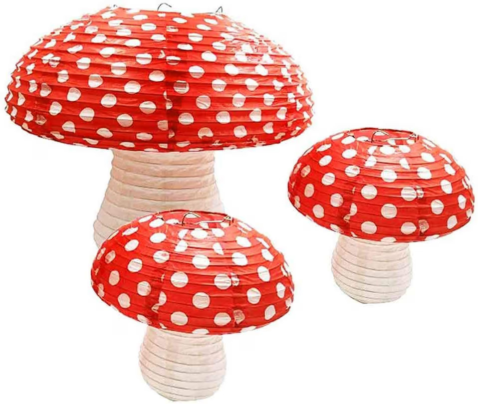 3Pcs Large Mushroom Paper Lanterns for Jungle Wonderland Themed Birthday Party Decor 3D Mushroom ... | Amazon (US)