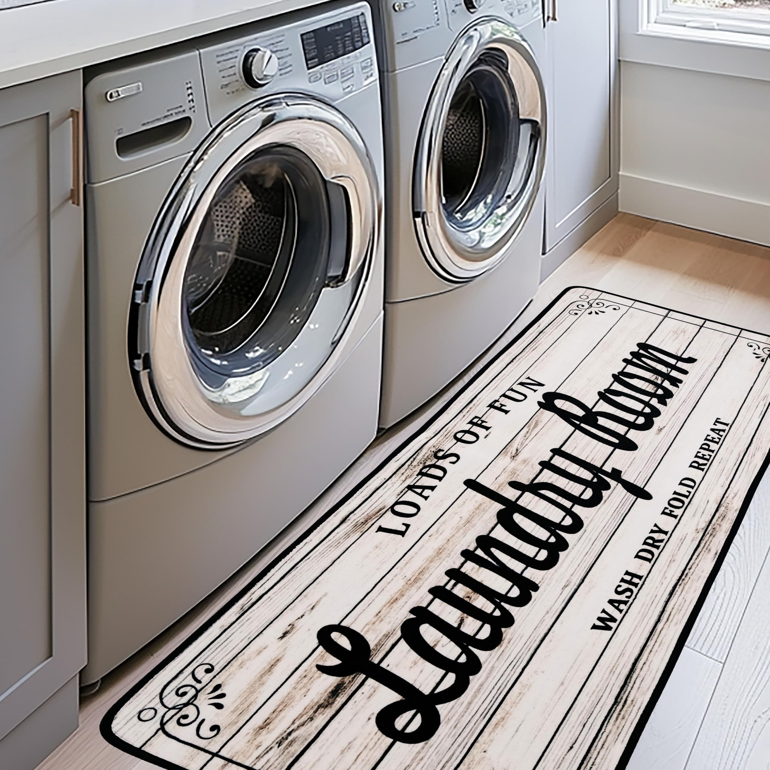 EYECY Laundry Room Rug Runner 20"X49" Non Slip TPRback Laundry Rugs for Laundry Room Decor Border... | Amazon (US)
