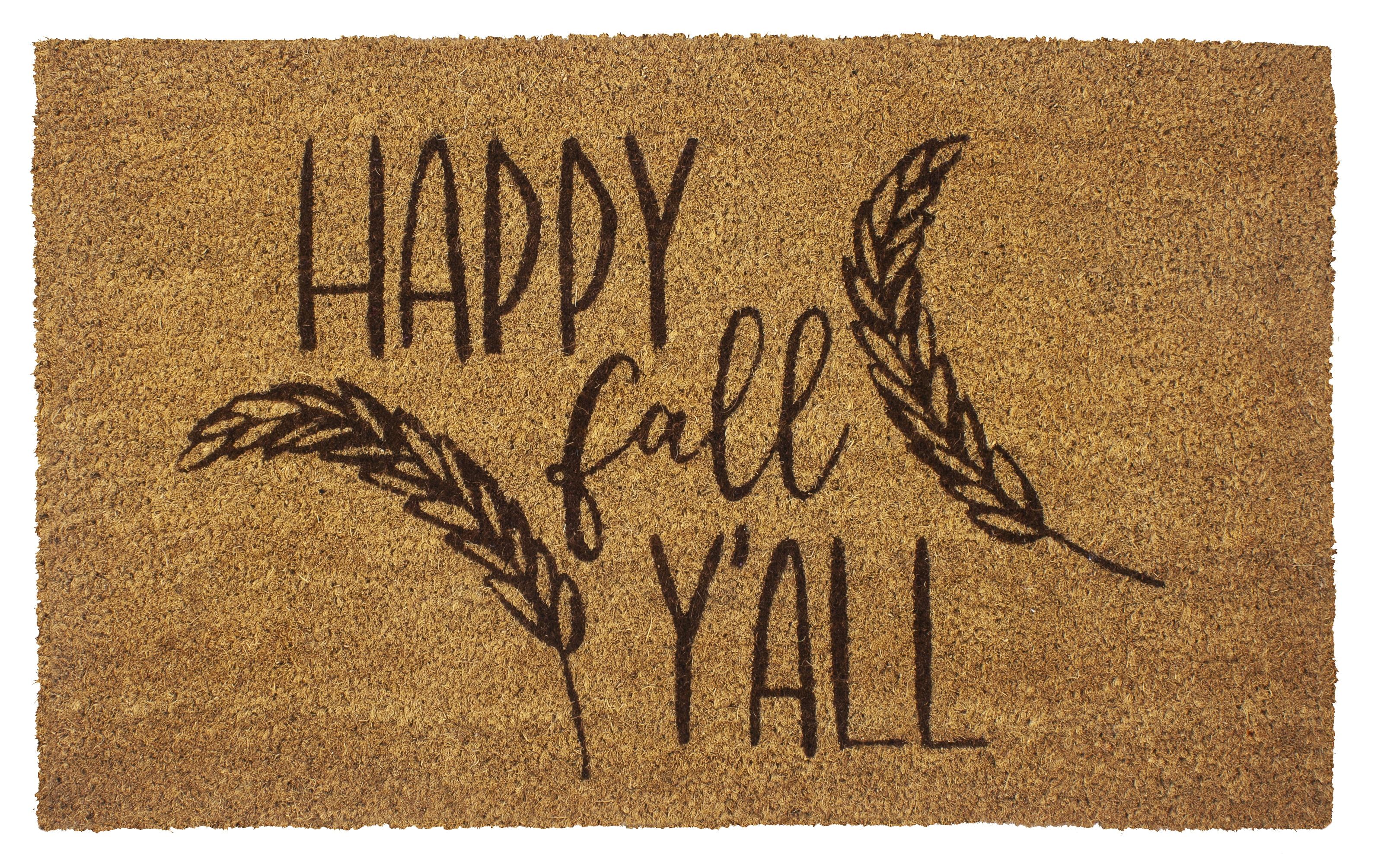 Entryways Happy Fall Y'all Text Coir Indoor Outdoor Doormat, 17" x 28", Brown - Walmart.com | Walmart (US)