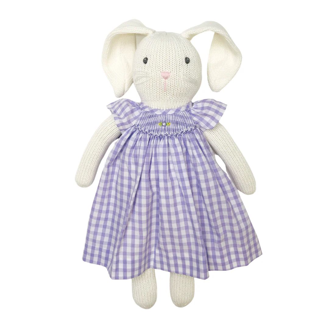 Knit Bunny with Purple Gingham Dress | JoJo Mommy