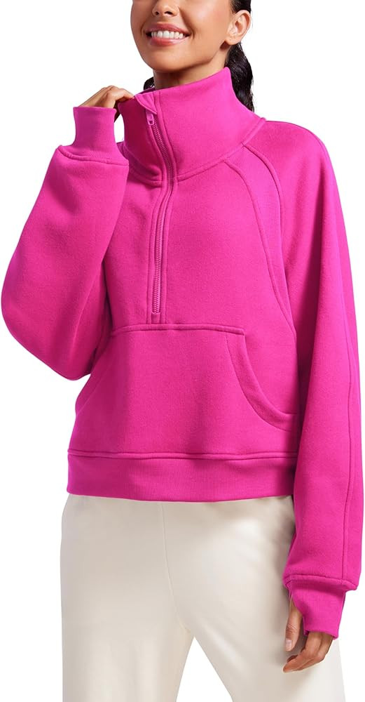 CRZ YOGA Womens Fleece Lined Half Zipper Sweatshirts Funnel Neck Long Sleeve Oversized Pullover H... | Amazon (US)