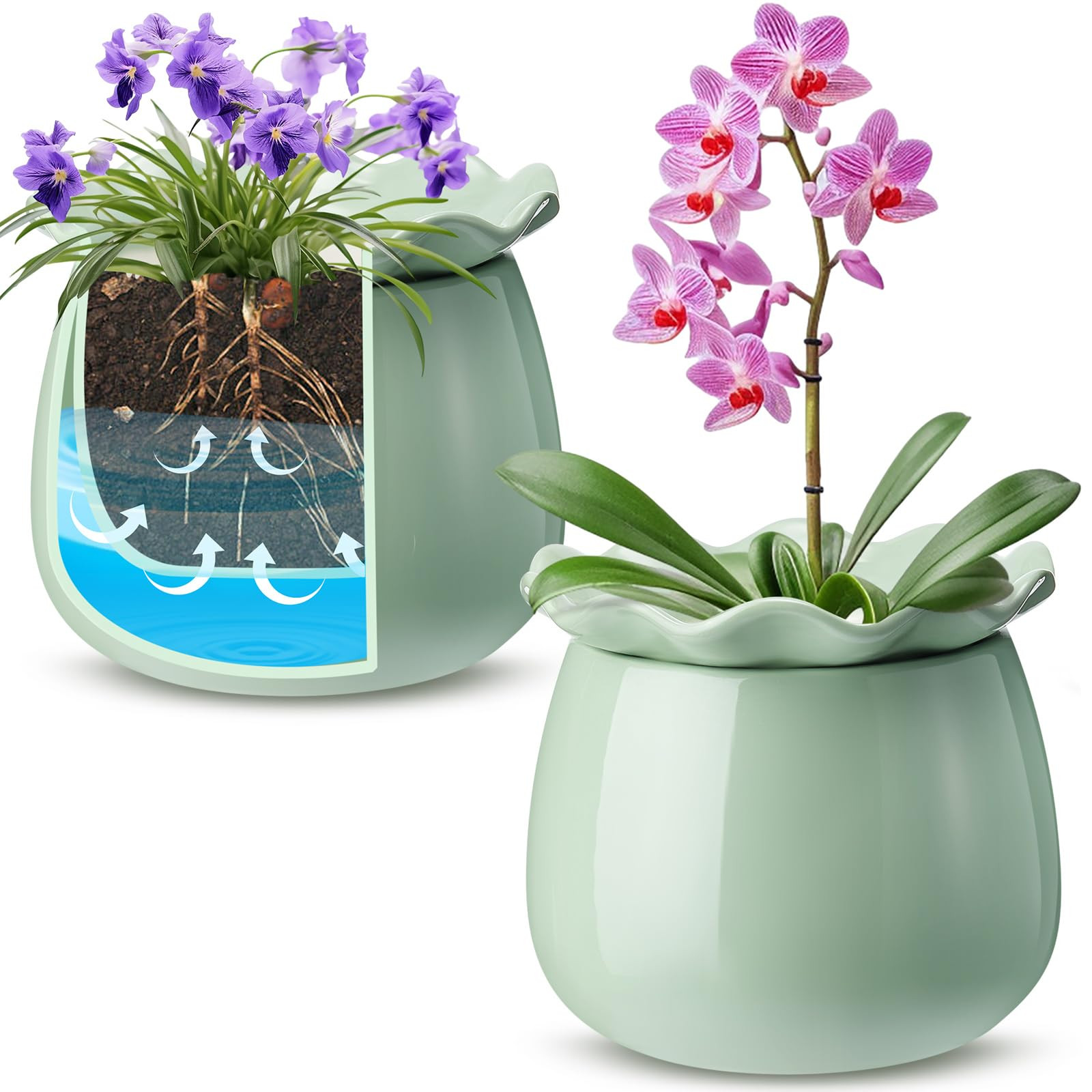 Suclain 2Pcs Self Watering Plant Pot 6 inch Large Self Watering Pots for Indoor Outdoor Plants Fl... | Amazon (US)