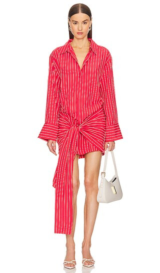 Malira Shirt Dress in White & Red Stripe | Revolve Clothing (Global)