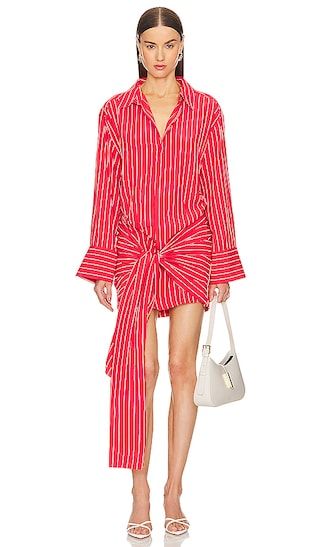 Malira Shirt Dress in White & Red Stripe | Revolve Clothing (Global)