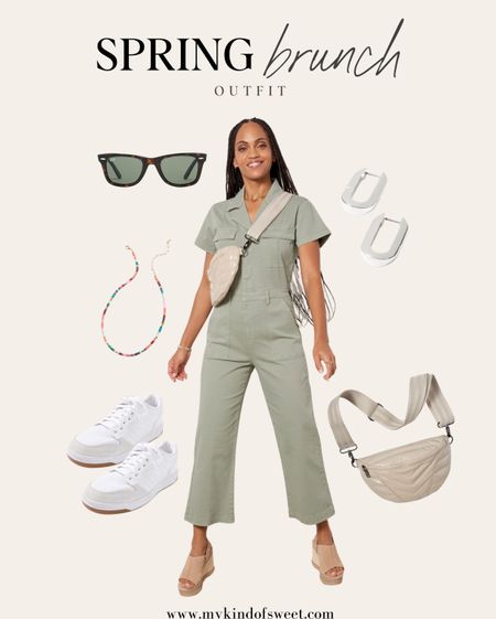 Spring Brunch Outfit Idea // I love a jumpsuit and this sage green one from Evereve is perfect. Great for a casual brunch date!

#LTKSeasonal #LTKstyletip #LTKshoecrush
