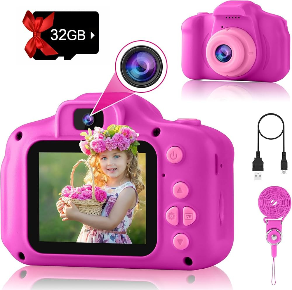 PROGRACE Kids Camera Girls Gift - Dual Selfie Kids Digital Camera Age 3 4 5 6 7 8 9 Year Old Chil... | Amazon (US)
