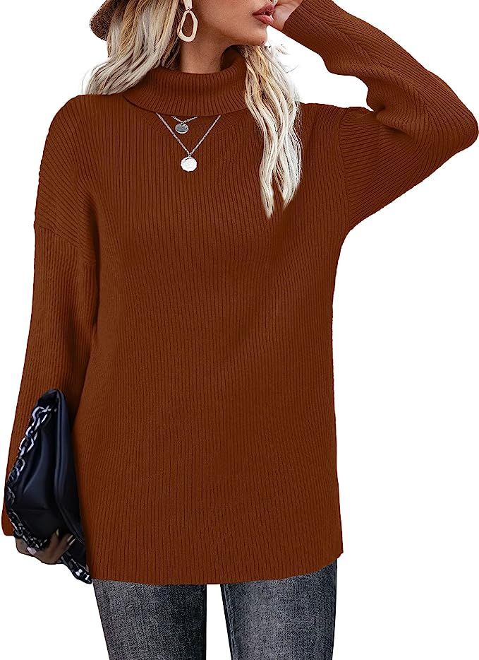 XIEERDUO Sweaters for Women Turtleneck Long Sleeve Pullover Sweater Winter Warm | Amazon (US)