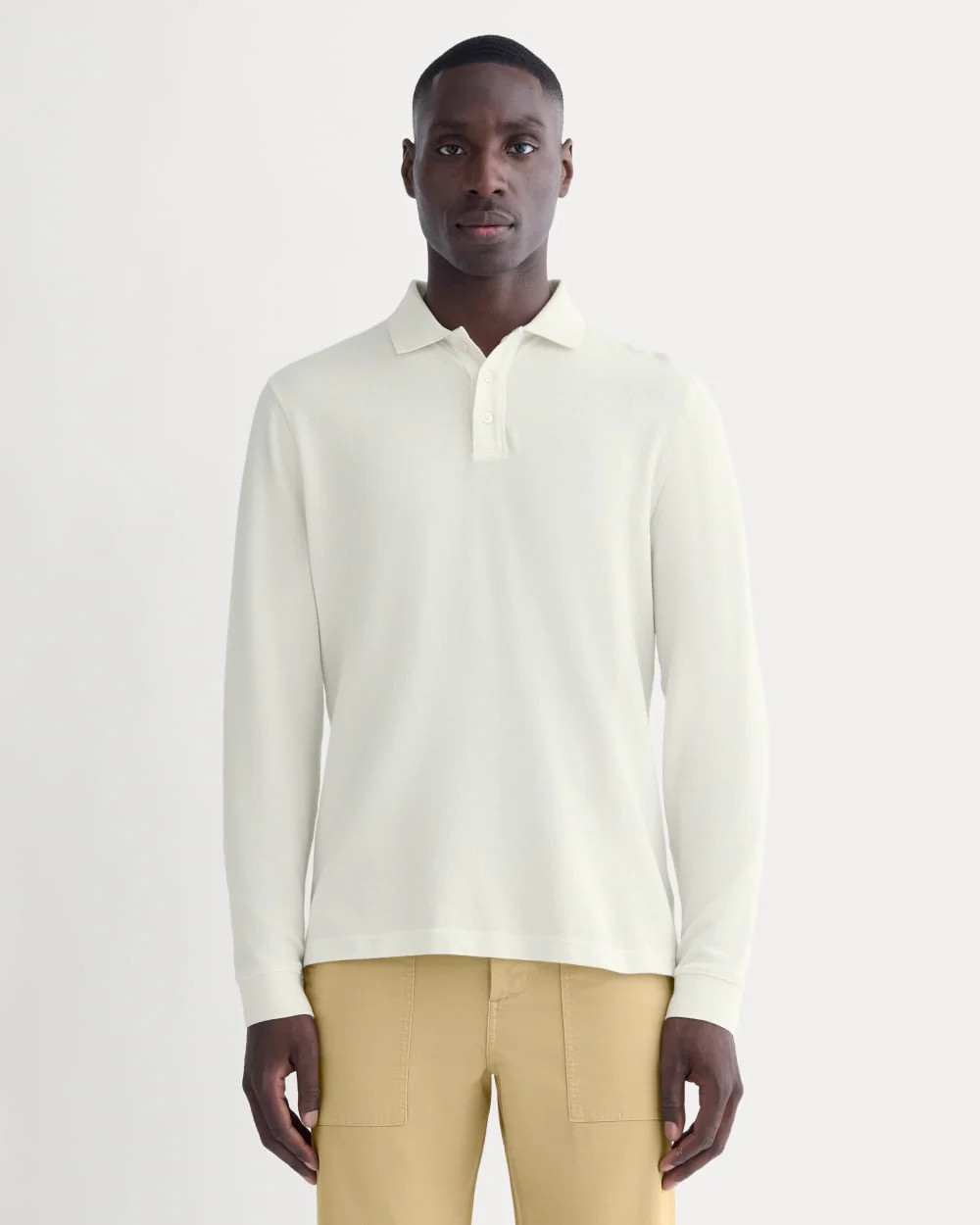 Men's Long-Sleeve Pique Polo T-Shirt by Everlane in Bone White, Size XL | Everlane