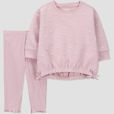 Carter's Just One You® Baby Girls' 2pc Valentine's Day Hearts Sweatshirt and Leggings Set - Pink 3M | Target