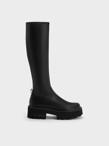Imogen Chunky Platform Knee-High Boots
 - Black | Charles & Keith UK