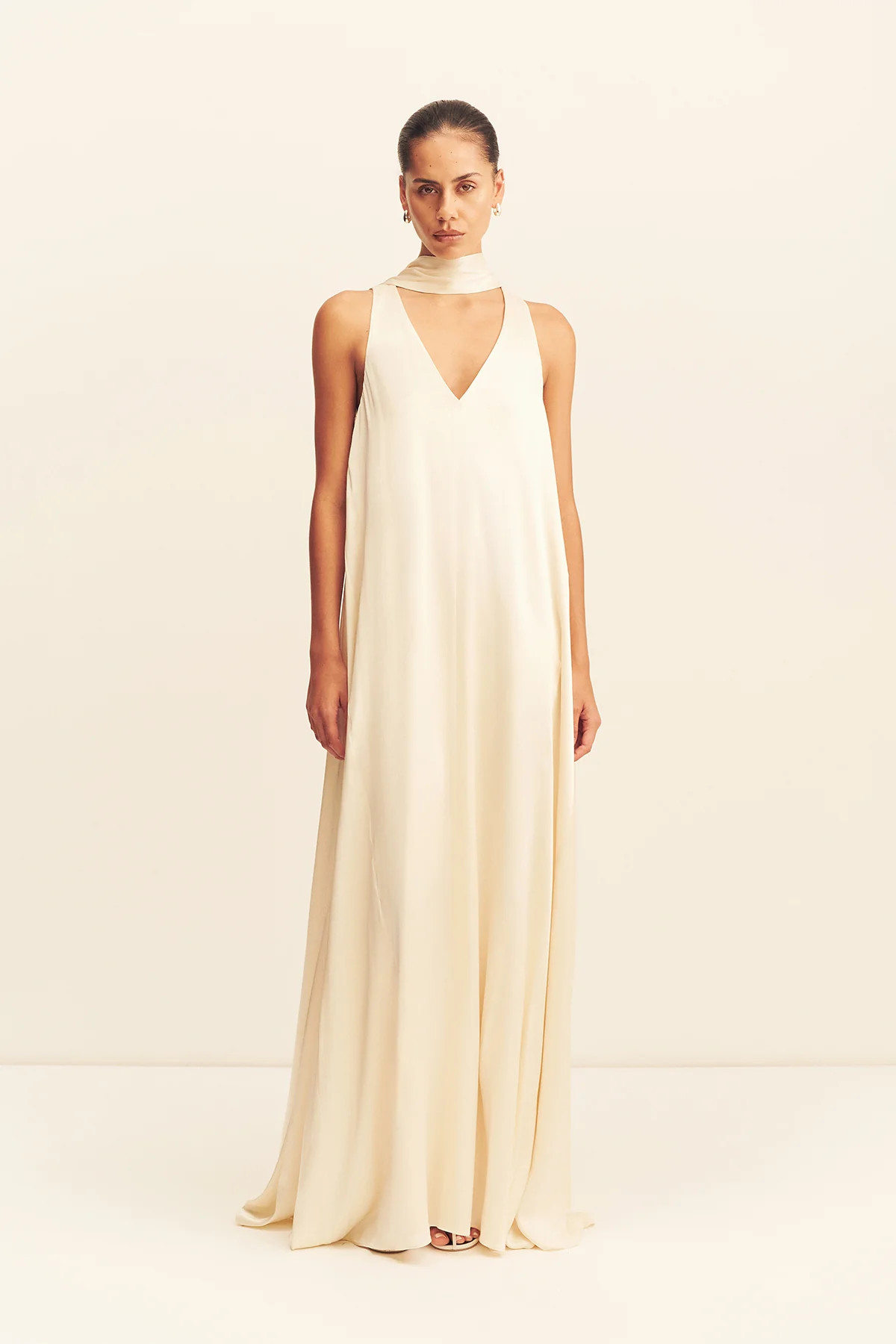 La Lune Scarf Panelled Maxi Dress | Cream | Dresses | Shona Joy | Shona Joy
