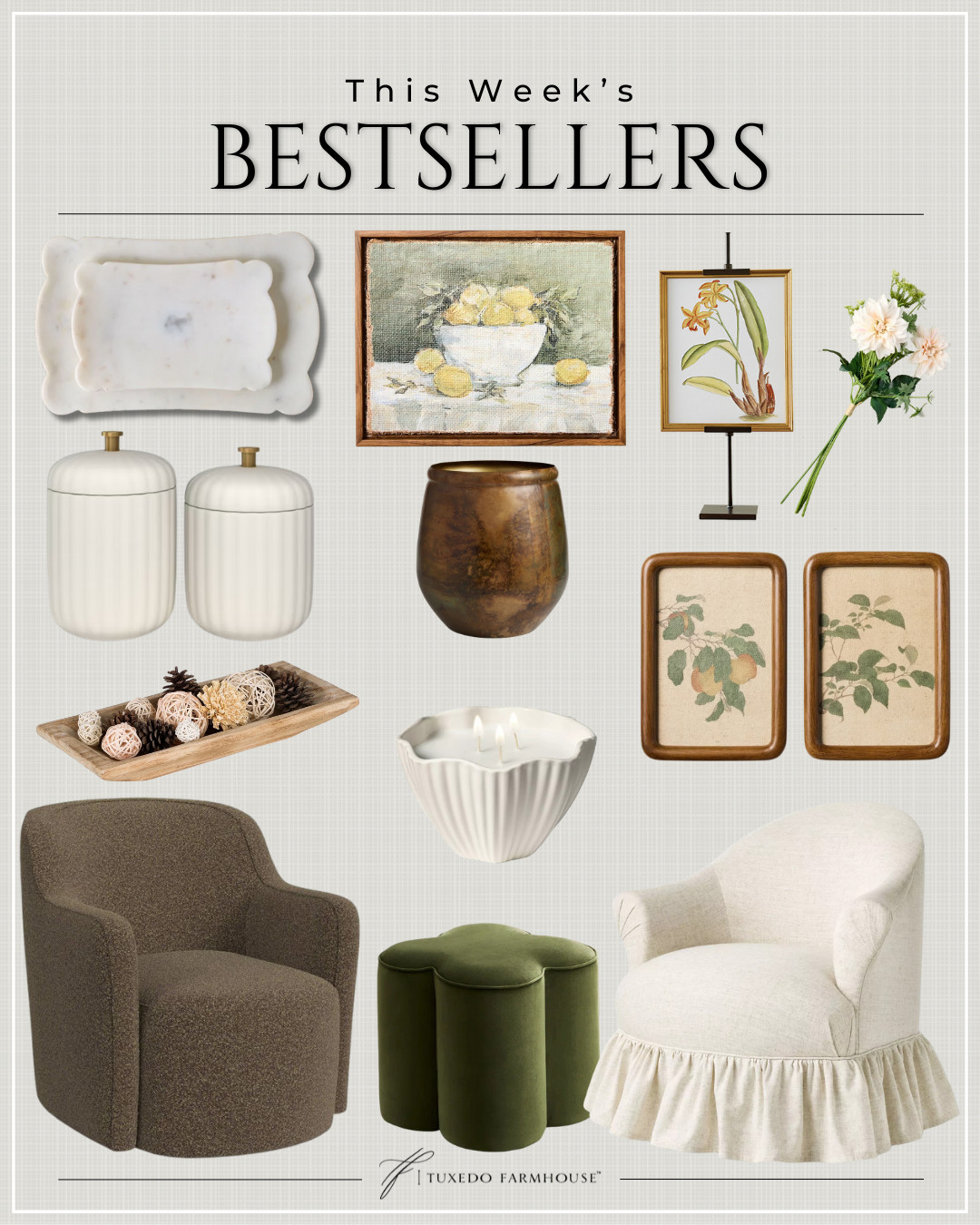 This Week's Bestsellers

Which one was your favorite?

Seasonal, home decor,winter, accent chairs, rugs, wall art, frames, pillows, lamps, baskets, candles, books, coffee tables, ottomans, trays, bowls, consoles, accent tables
 

 #LTKSeasonal #LTKHome #LTKFindsUnder100