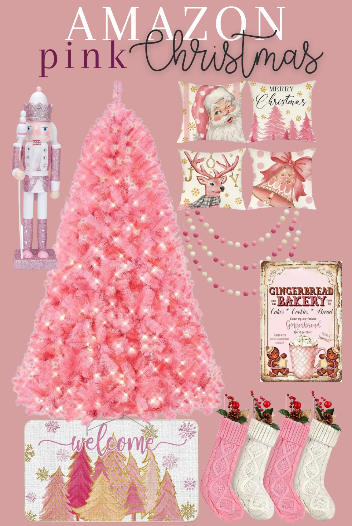 Pink Christmas decorations. Pink Christmas tree. Pink Christmas decor. Girly Christmas  

#LTKSeasonal #LTKhome #LTKHoliday