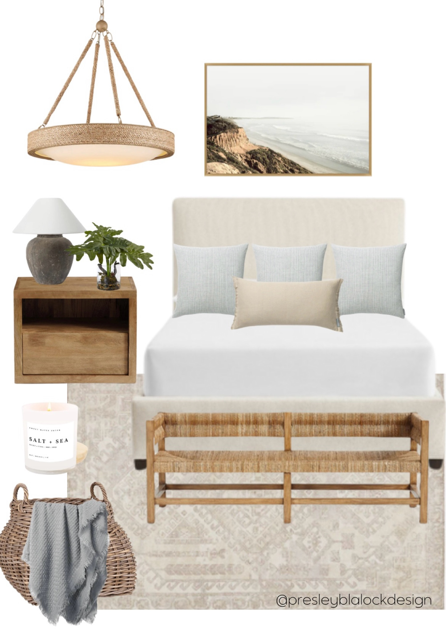 Coastal Bedroom Decor / Home Decor / Interior Design / Bedroom Design / Rattan Bench / Basket / Coastal Lighting / Beach House / Terracatta lamp / wall art / throw pillows / wood nightstand / bedroom furniture / Amazon home / coastal chandelier/ sale alert 

#LTKStyleTip #LTKHome #LTKSaleAlert