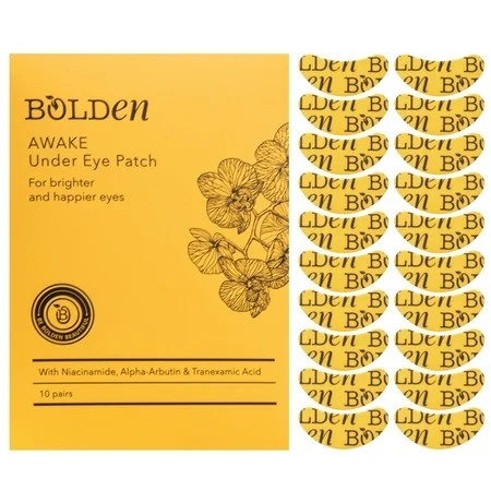 BOLDEN Awake Under Eye Patch |Eye Mask For Dark Circles Puffiness & Discoloration | Brightening Eye Pads With Niacinamide Alpha Arbutin Tranexamic Acid & Vitamin C |10 Pairs C35 | Walmart (US)
