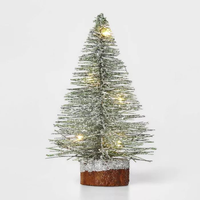 1ct Christmas LED Brush Tree Wood Base Novelty Sculpture Light Warm White - Wondershop™ | Target