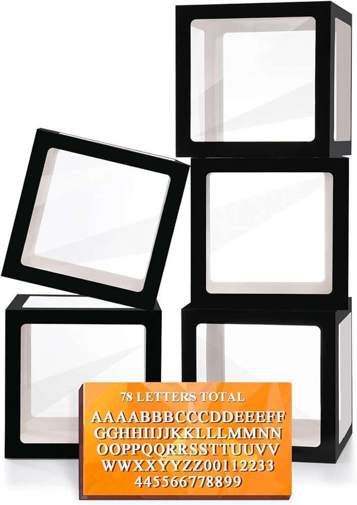 Ledido Black Transparent Balloon Boxes With 78 Letters, Letter Box for Baby Shower Clear Baby Box... | Amazon (US)