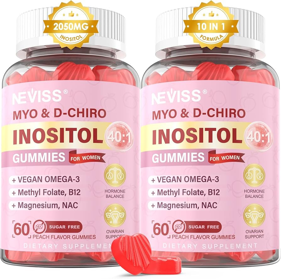 Myo-Inositol & D-Chiro Inositol Gummies 2050mg for Women with Vegan Omega-3 + D3, Magnesium Glyci... | Amazon (US)