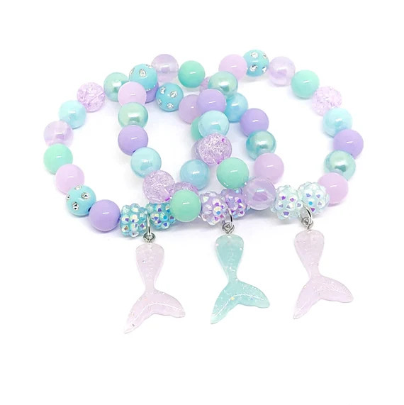 Pastel Mermaid tail bracelets party favors in organza bags | Etsy | Etsy (US)