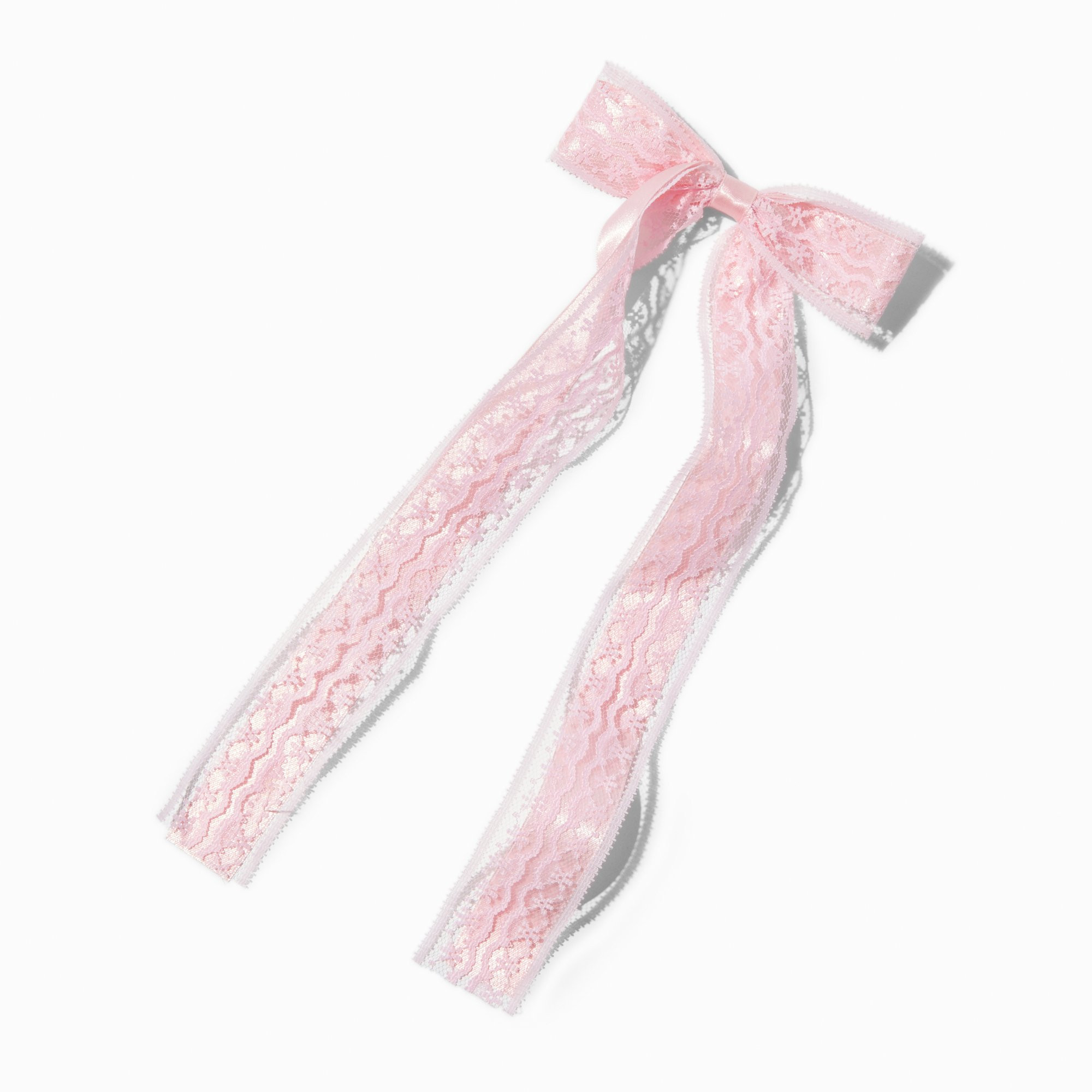 Blush Pink Lace Satin Hair Bow Clip | Claire's (UK)