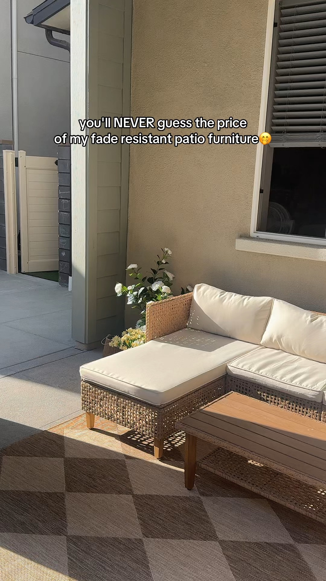 The cutest rattan wicker patio set for summer !! If you're giving your porch a glow up, this patio set is a MUST✨

can't beat the price, and the cushions are UV protected, stain & water resistant☀️💦

 #patioseason  #patioset #patiofurniture  
 #backyardvibes #outdoorliving 

#LTKSaleAlert #LTKSeasonal #LTKHome