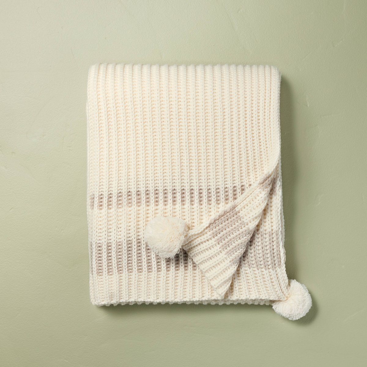 Border Stripe Rib Knit Throw Blanket - Hearth & Hand™ with Magnolia | Target