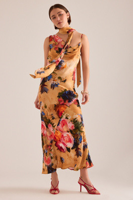 By Anthropologie Mindy Floral Scarf-Detail Maxi Dress | Anthropologie (UK)
