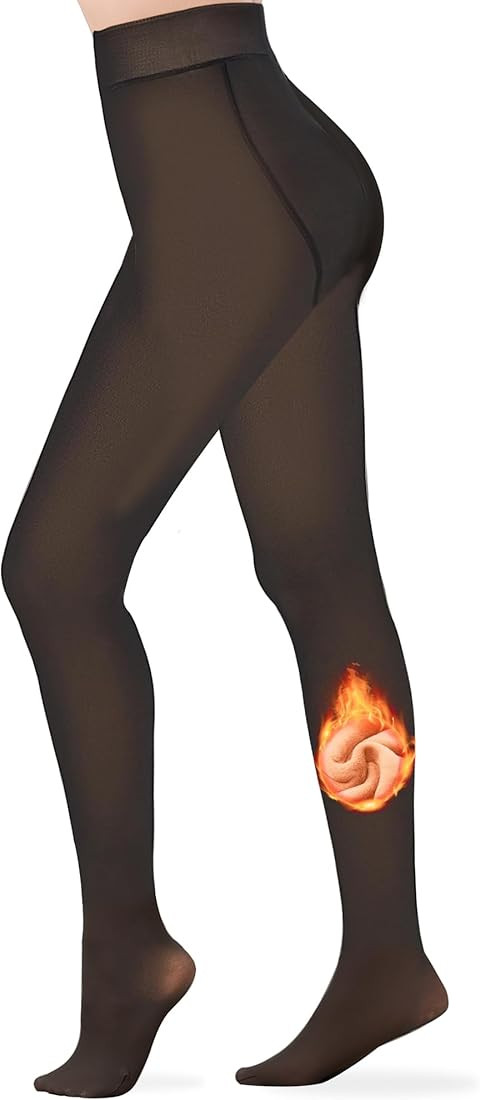 WLINIP Fleece Lined Tights Women Sheer Fake Translucent Winter Thermal Pantyhose | Amazon (US)