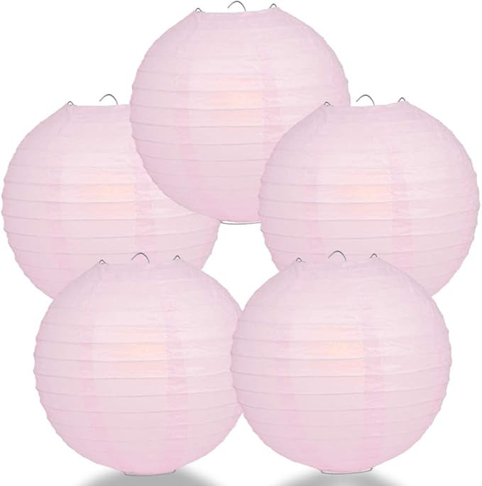 Quasimoon PaperLanternStore.com (5-Pack) 6 Inch Pink Round Paper Lantern, Even Ribbing, Hanging D... | Amazon (US)