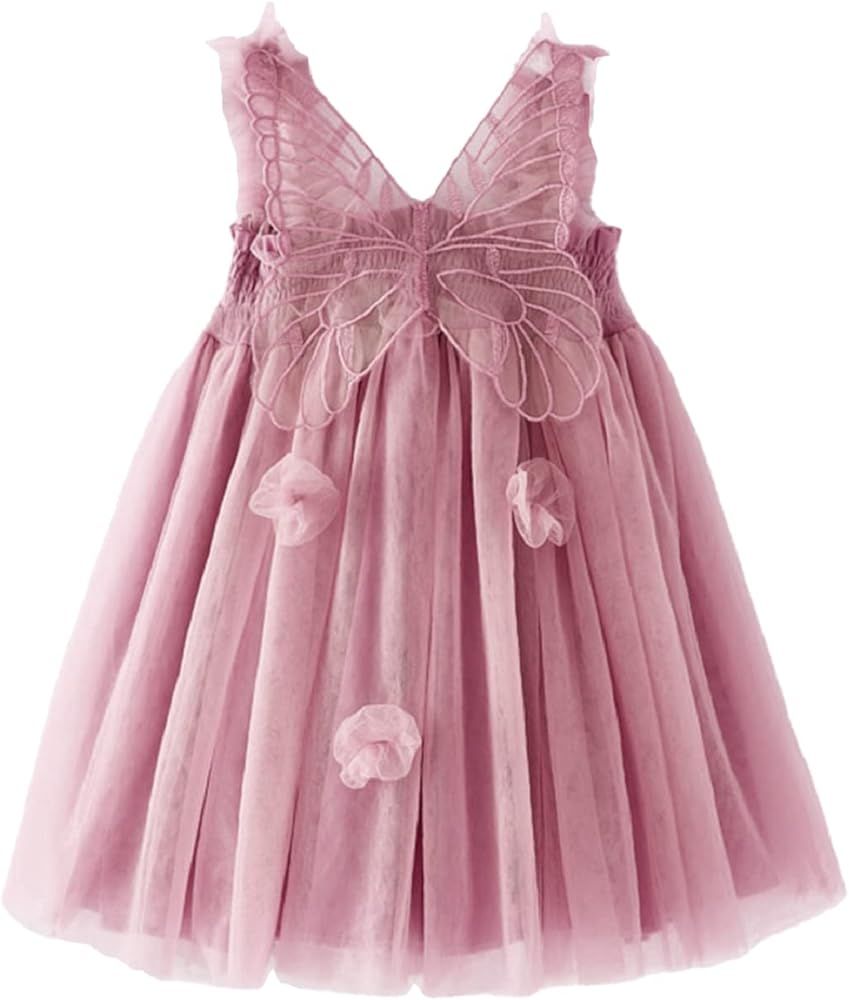Amazon.com: Miipat Baby Girls Tulle Dress Sleeveless Floral Butterfly Tutu Dress Toddler Girls Bi... | Amazon (US)