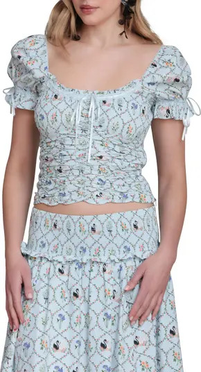 Floral Lattice Peasant Top | Nordstrom