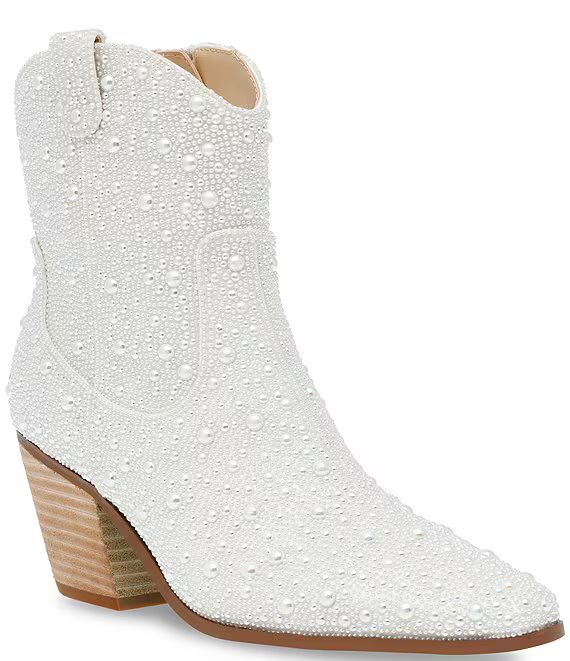 Blue by Betsey Johnson Diva Pearl Embellished Western Booties | Dillards