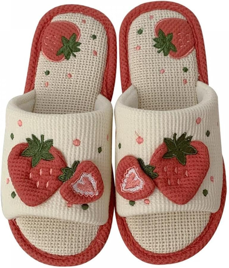 Gaolinci Cute Strawberry Slippers, Home Linen Slippers for Women | Amazon (US)
