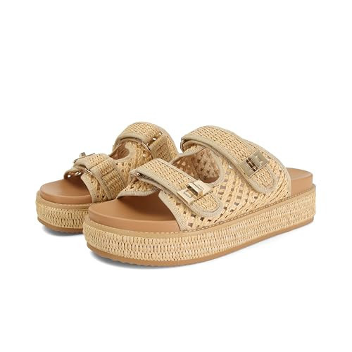 SOVANYOU Raffia Sandals Platform Slides Slip on Sandals for Women Woven Summer Beach Sandal Straw Rattan Platform Wedges Sandal Casual Vacation Shoes | Amazon (US)