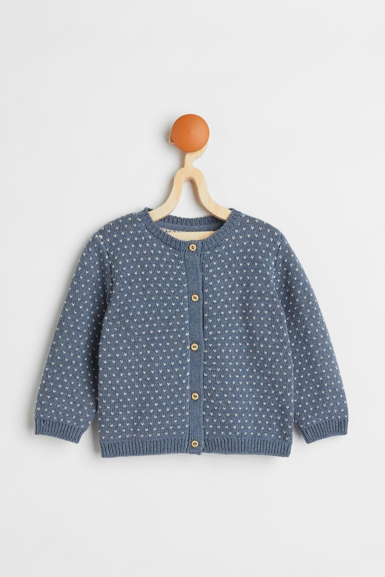 Baby Exclusive. Jacquard-knit cardigan in soft organic cotton. Buttons at front and ribbing at ne... | H&M (US + CA)
