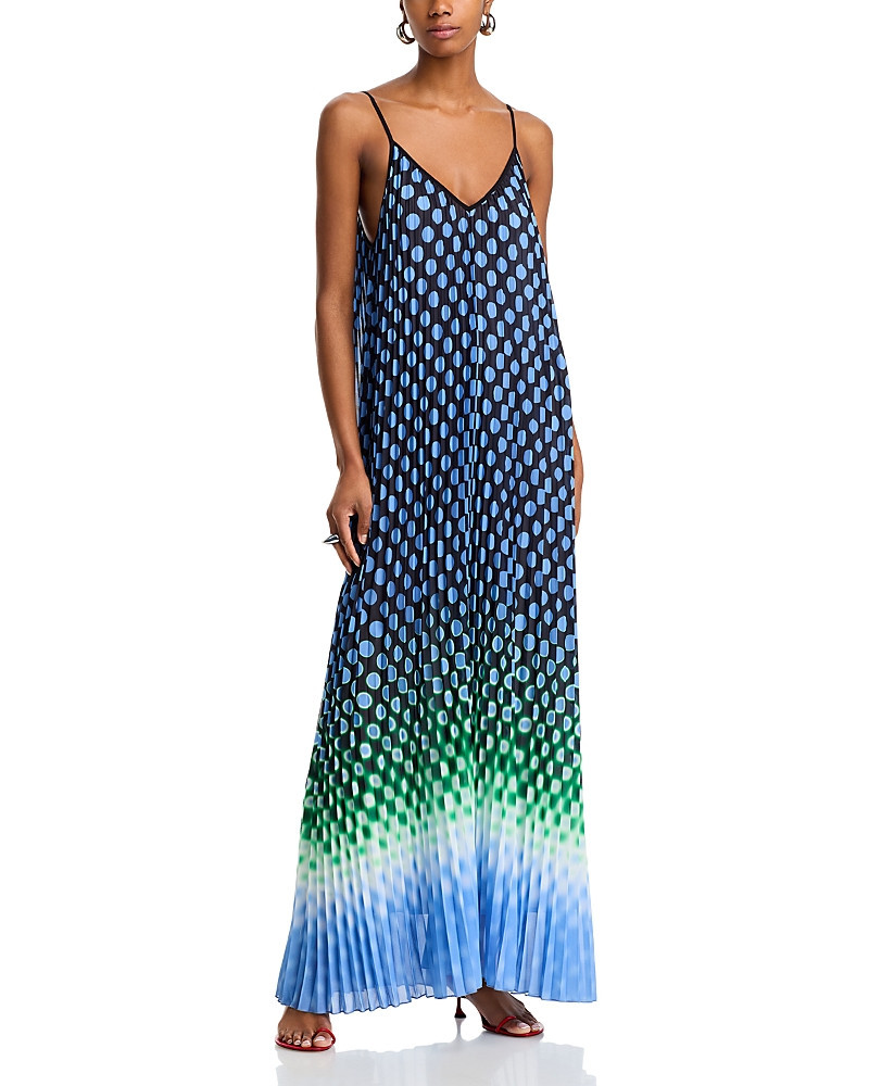 Essentiel Antwerp Printed Deep V Neck Pleated Maxi Dress | Bloomingdale's (US)