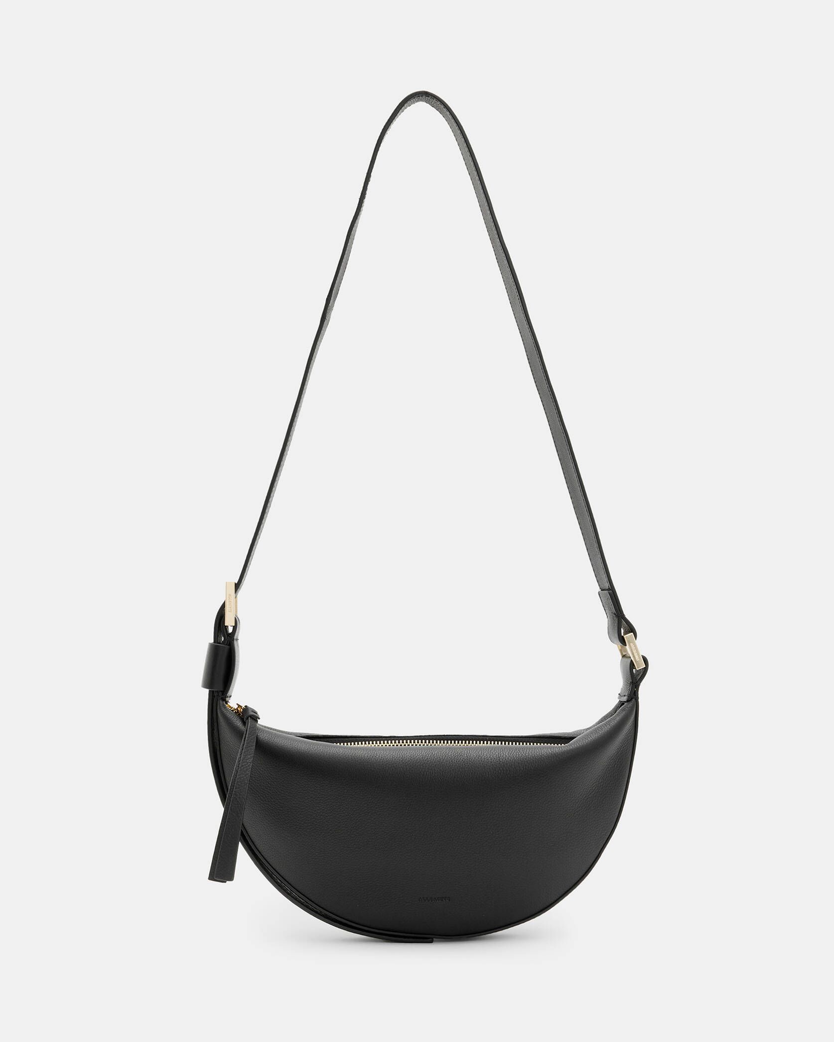 Half Moon Leather Crossbody Bag Black | ALLSAINTS | AllSaints UK