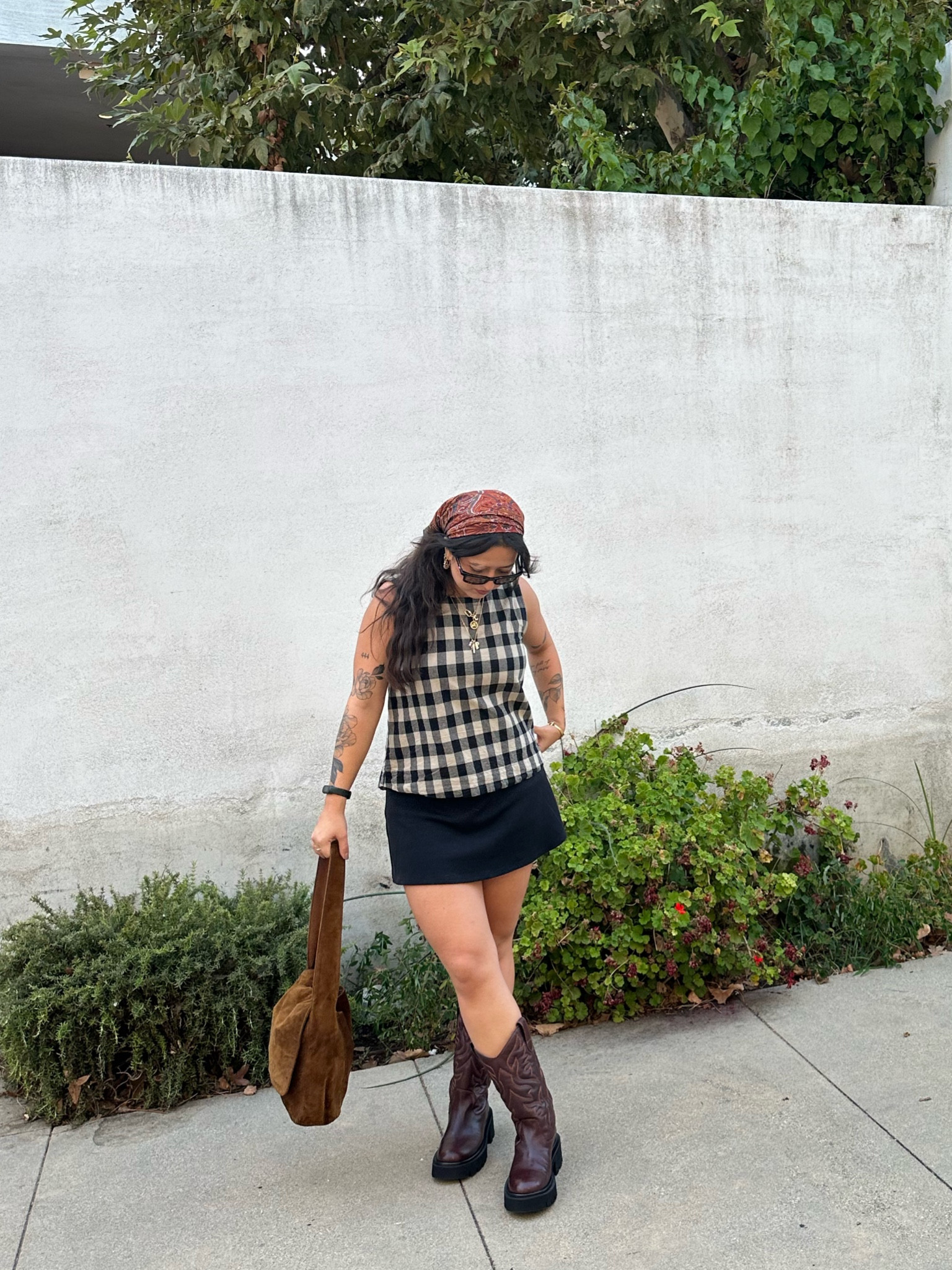 top is nobody’s child, bandana is vtg, bag is vtg Chanel 