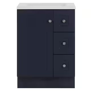 Bannister 24.5 in. W x 18.75 in. D Bath Vanity in Deep Blue with Cultured Marble Top in Colorpoin... | The Home Depot