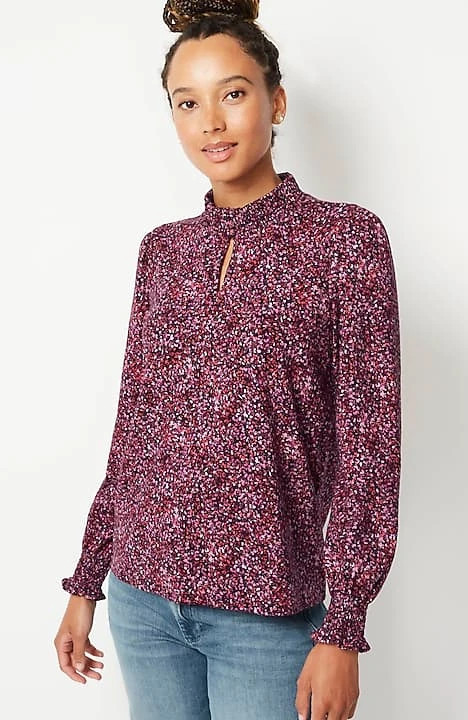 Smocked Mock-Neck Top | J. Jill