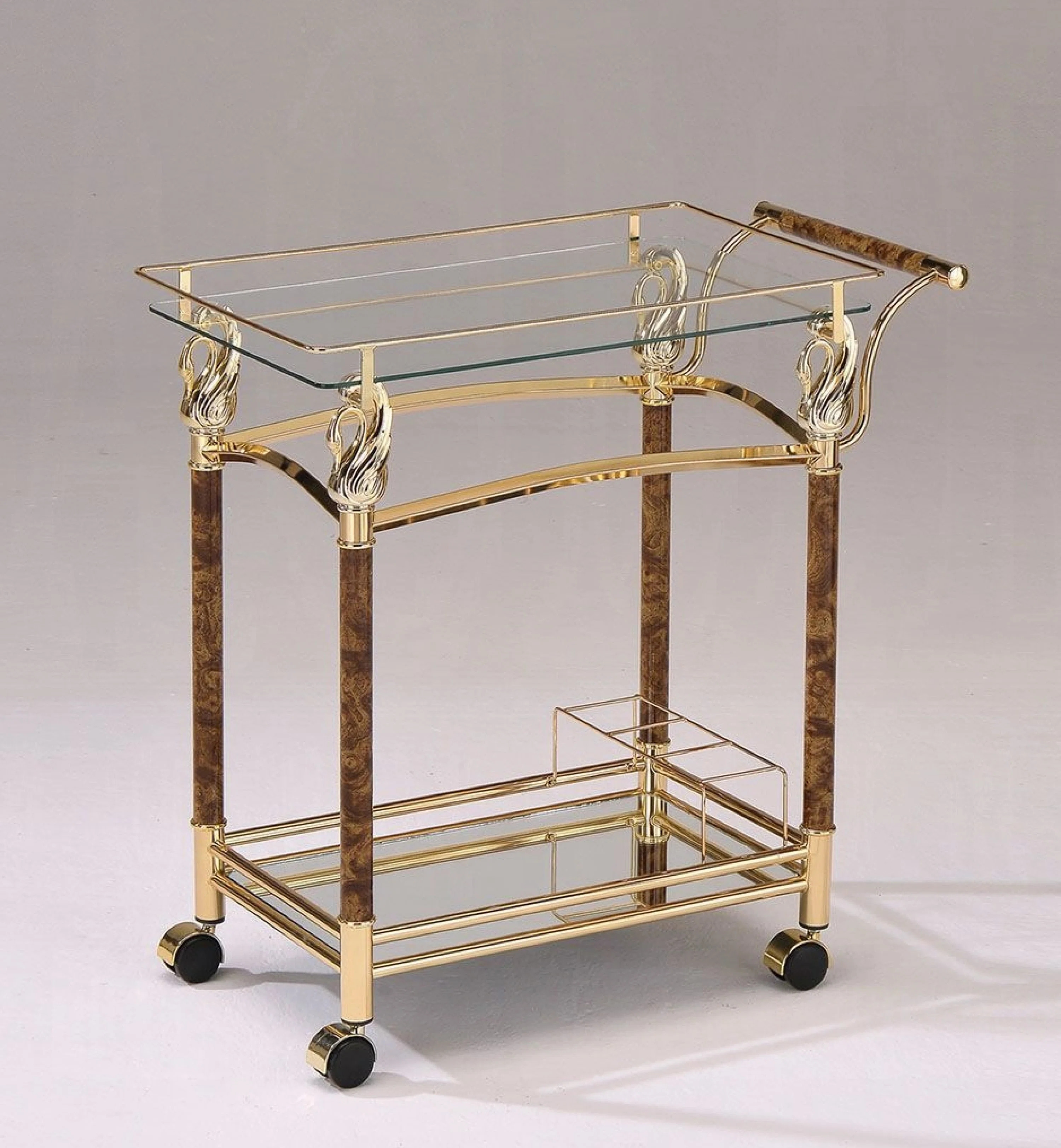 Riggle Rectangular Serving Bar Cart in Gold Plated and Clear | Wayfair North America