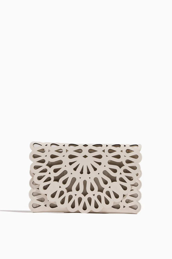 Mccall Laser Cut Leather Clutch in Cream | Hampden Clothing
