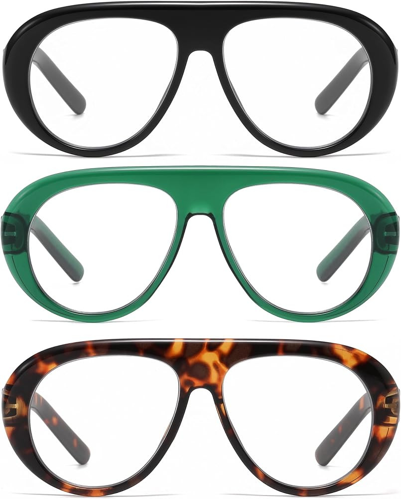 AMOMOMA 3 Pack Retro Oversized Aviator Reading Glasses for Women Men | Amazon (US)