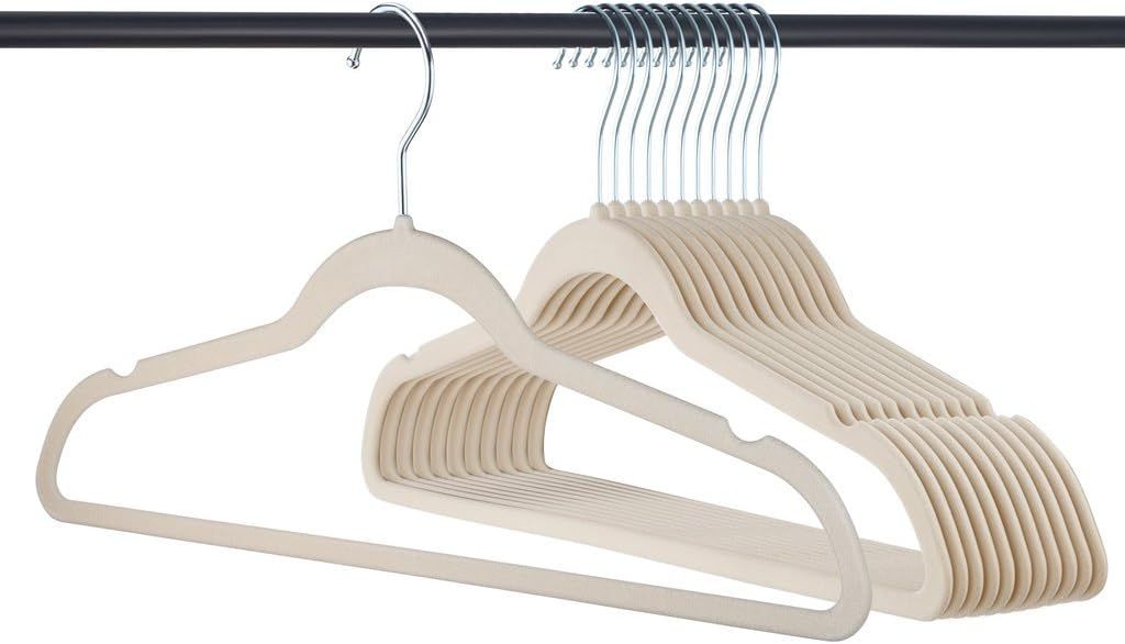 Home-it 319 Premium Velvet Heavy duty-50 Pack Non Slip Ivory Suit Clothes Hanger Hook Swivel 360-... | Amazon (US)