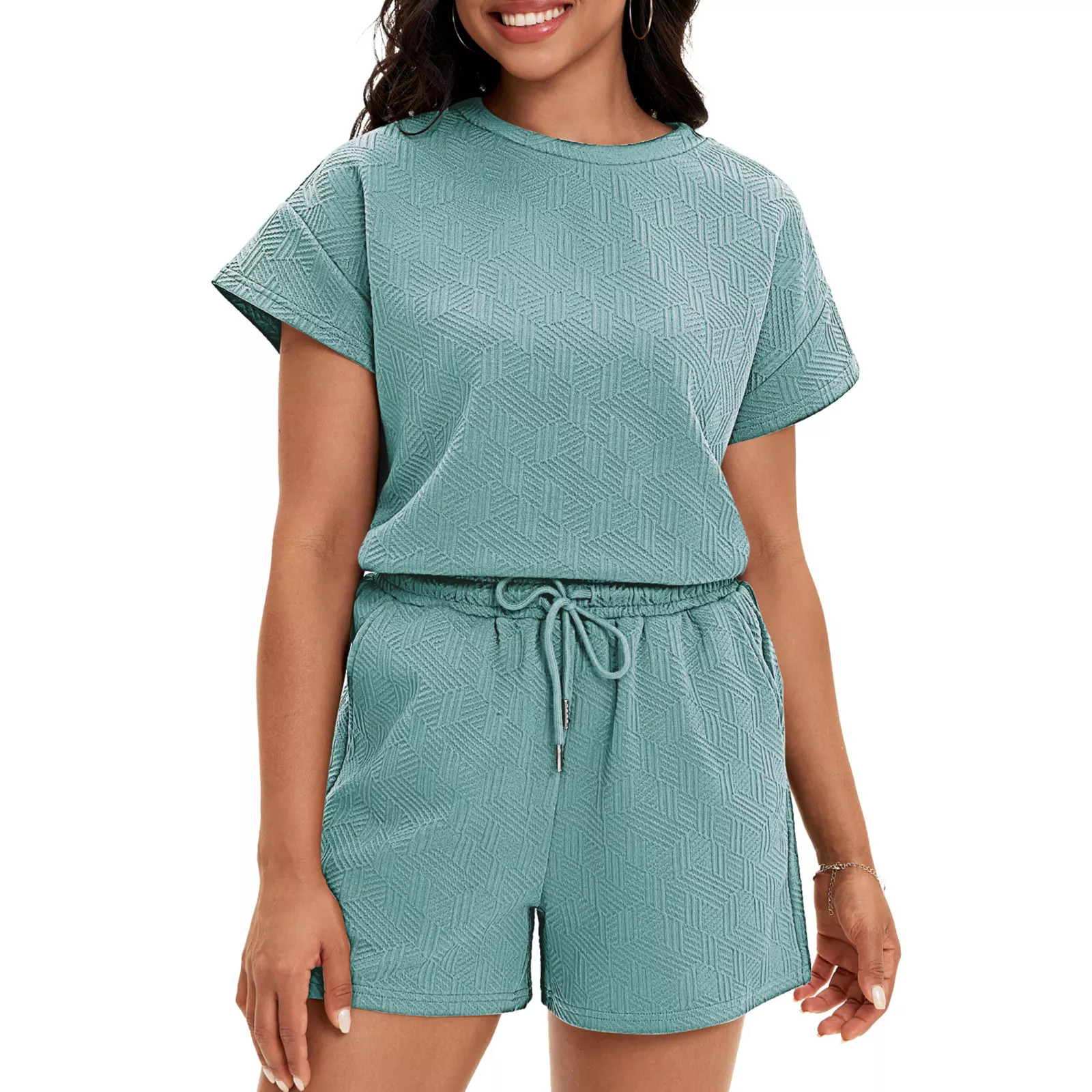 Women's Summer 2 Piece Outfits Short Sleeve Tops Shorts Pants Lounge Sets Pajamas Sweatsuit Set | Kohl's