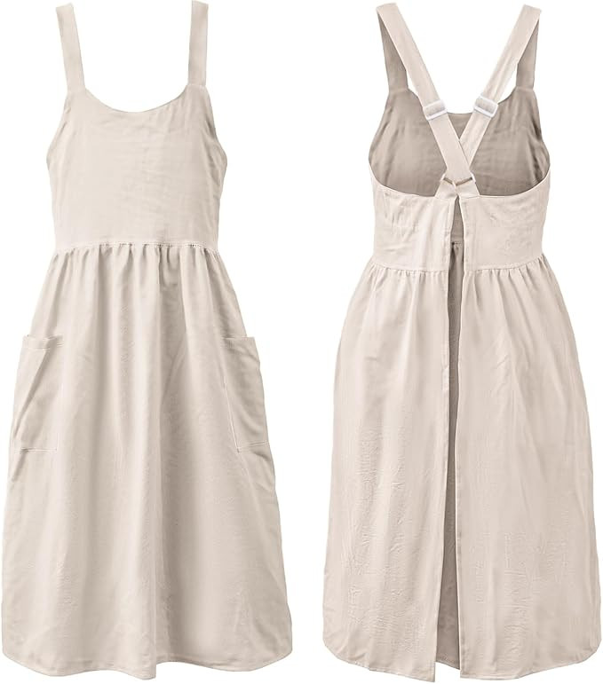 Uaussi Cotton Linen Apron Cross Back Work Apron for Women with Pockets Pinafore Dress X Cross Hal... | Amazon (US)