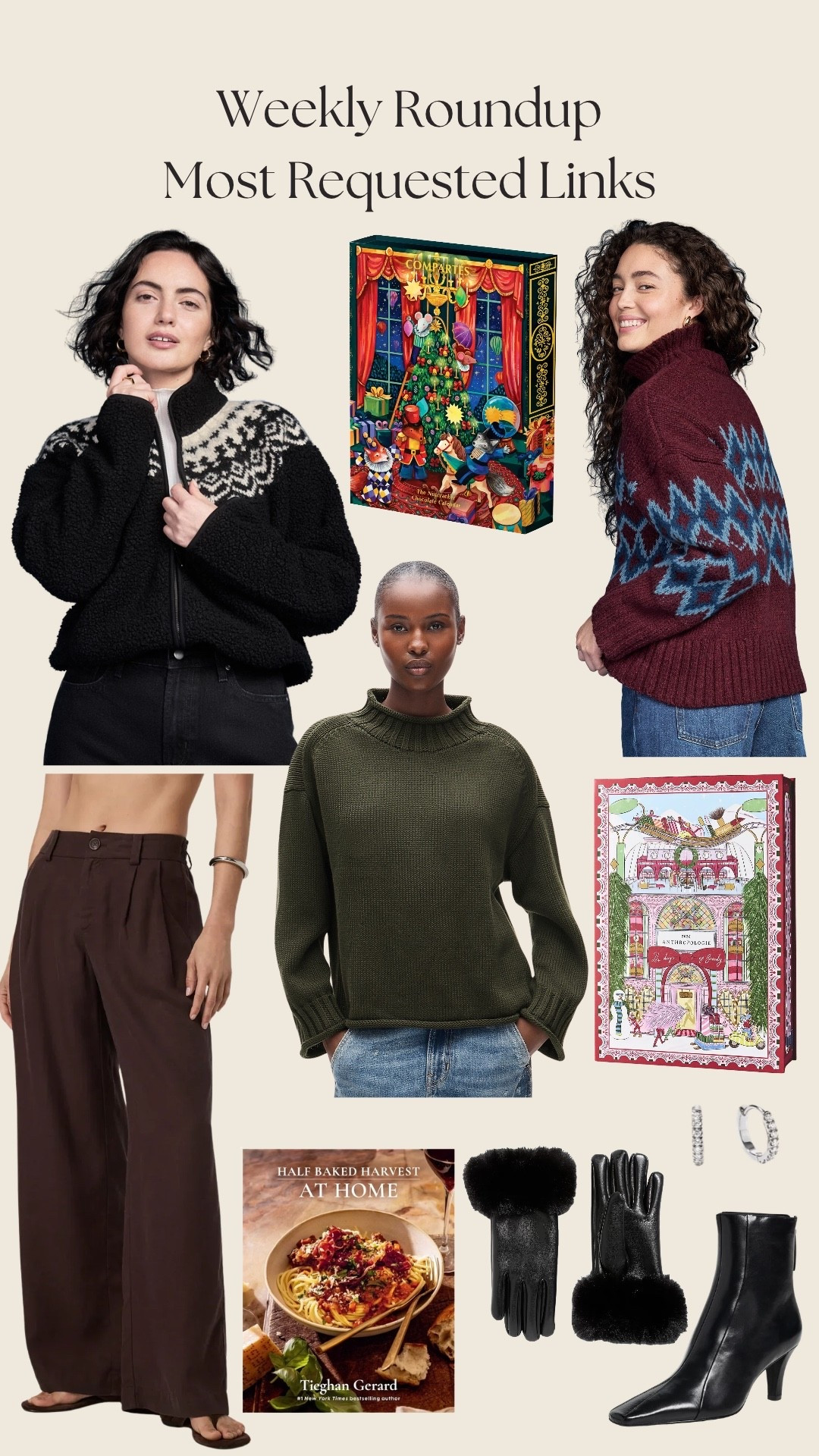 Your favorite items of the week! These were the most shopped. ✨

Sweaters
Advent calendars
Chocolate
Holidays
Black leather gloves
Vuori pants
Brown pants
Argyle sweater
White gold earrings
Hoop earrings
Black booties
Snakeskin
Old Navy
Anthropologie
Quince
Gift ideas