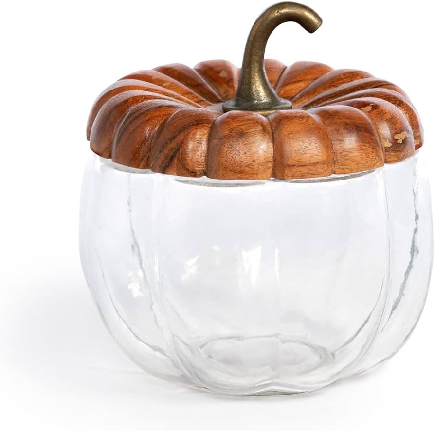 Park Hill Collection FAL10273 Short Glass Pumpkin Lidded Canister, 6.5-inch Height Clear/Orange | Amazon (US)