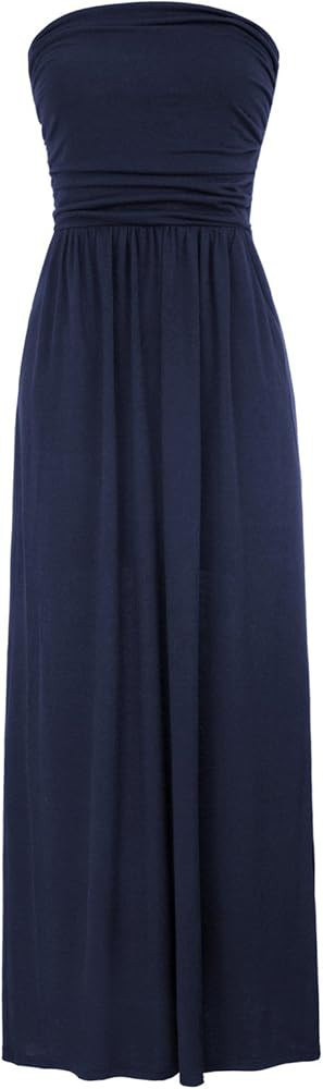 GRACE KARIN Women Strapless Casual Loose Ruched Long Maxi Dress with Pockets | Amazon (US)
